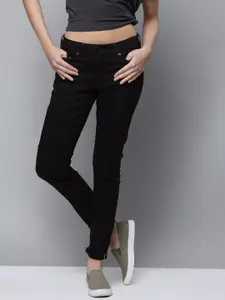 Levis Women Black 711 Skinny Fit Mid Rise Light Fade Stretchable Jeans