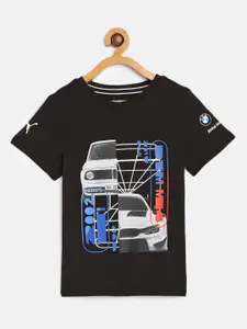 Puma Boys Black BMW M Motorsport Car Graphic Print Pure Cotton T-shirt