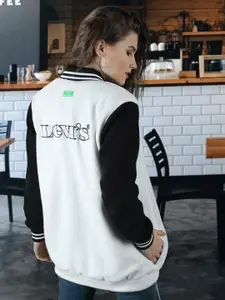 Levis Levi's x Deepika Padukone Women White Varsity Contrast Sleeves Longline Sweatshirt