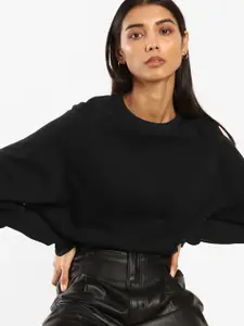 Levis Levi's x Deepika Padukone Women Black Solid Long Cuff Batwing Sleeves Sweatshirt