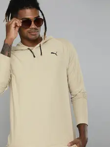 Puma Men Beige Regular Fit DryCell Studio Hooded  Yoga Sweatshirt
