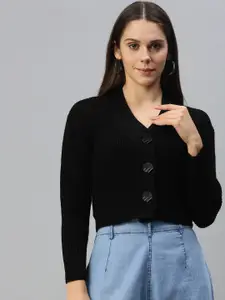 Campus Sutra Women Black Sweatshirt