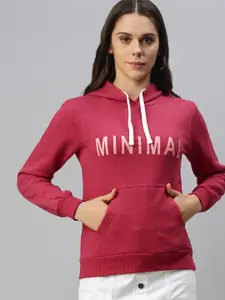 Campus Sutra Women Maroon & Pink Printed Hooded Sweatshirt