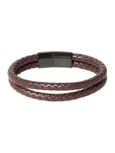 Bodha Men Brown & Black Leather Multistrand Bracelet