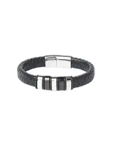 Bodha Men Black & Silver Leather Bracelet