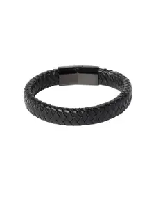 Bodha Men Black Leather Wraparound Bracelet