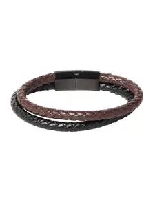 Bodha Men Brown & Black Leather Multistrand Bracelet