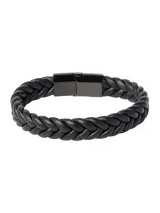 Bodha Men Black Wraparound Leather Bracelet