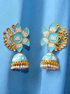 Crunchy Fashion Gold-Toned Contemporary Jhumkas Earrings