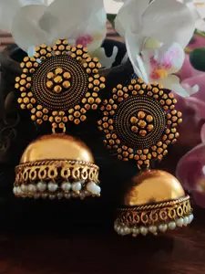 Binnis Wardrobe Gold-Toned Contemporary Jhumkas Earrings
