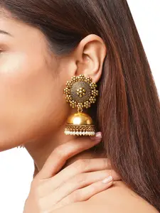Binnis Wardrobe Gold-Toned Contemporary Jhumkas Earrings