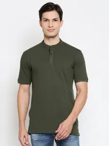 The Souled Store Men Solid Green Pure Cotton T-shirt