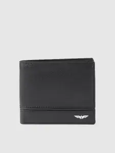 Park Avenue Men Black Solid Leather Two Fold Wallet