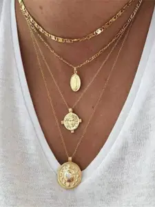 Shining Diva Fashion Gold-Toned  Gold-Plated Layered Necklace