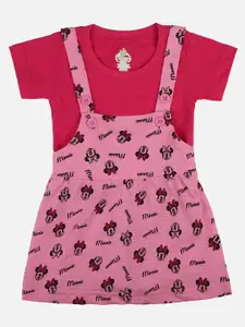 Bodycare Kids Girls Fuchsia & Pink Minnie Mouse Printed T-shirt with Skirt