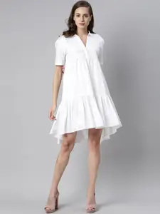 RAREISM Women Solid White Tiered Dress