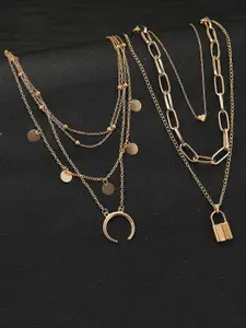 Jewels Galaxy Gold & Rose Gold-Plated Layered Necklace-Set Of 2