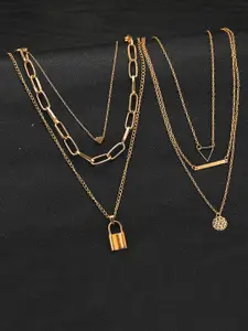 Jewels Galaxy Women Gold-Toned  Brass Gold-Plated Layered Necklace