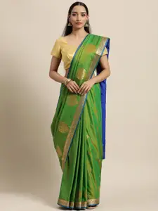 Thara Sarees Thara Saree Green & Blue Woven Design Zari Art Silk Kanjeevaram Sarees