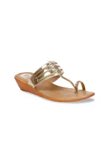 Denill Gold-Toned Wedge Sandals