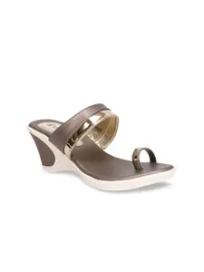 Denill Grey Embellished Wedge Sandals with Buckles