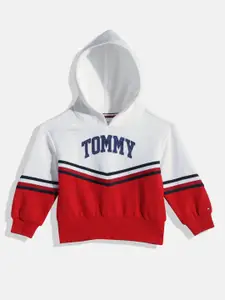 Tommy Hilfiger Tommy Hilfiger Girls Red Colourblocked Hooded Sweatshirt