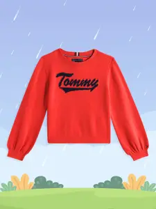 Tommy Hilfiger Girls Red Brand Logo Pure Cotton Pullover