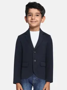 Tommy Hilfiger Boys Navy Blue Solid Single-Breasted Casual Blazer
