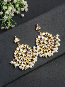 Ruby Raang Women Gold-Toned Spherical Chandbalis Earrings