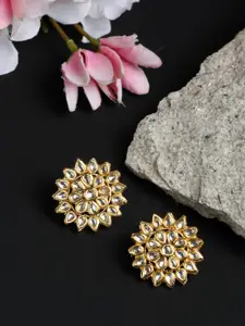 Ruby Raang Women Gold-Toned & Kundan Studded Circular Studs Earrings