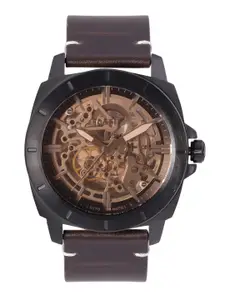 Fossil Men Copper-Toned Privateer Sport Skeleton Analogue Watch BQ2429