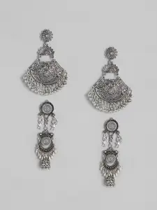 Laida Oxidised Silver-Plated Set of 2 Earrings
