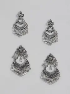 Laida Oxidized Silver-Plated Set of 2 Earrings