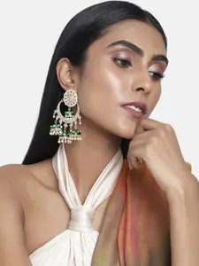 Laida Gold-Plated & Green Dome Shaped Jhumkas