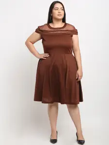 Flambeur Women Brown Fit & Flare Cotton Dress