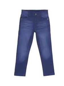 UNDER FOURTEEN ONLY Boys Navy Blue Slim Fit Heavy Fade Jeans