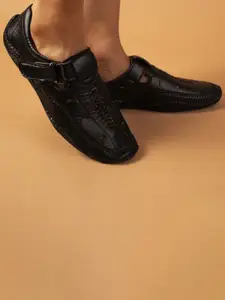Big Fox Men Black & Tan Shoe-Style Sandals