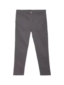 UNDER FOURTEEN ONLY Boys Grey Solid Slim Fit Trousers