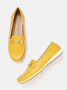 Allen Solly Women Mustard Yellow Solid Horsebit Loafers