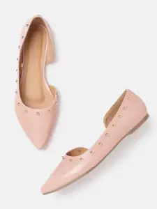 Allen Solly Women Peach-Coloured Solid Ballerinas with Studded Detail