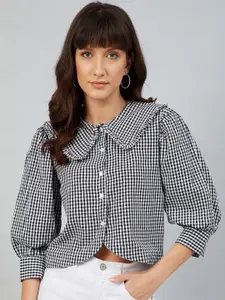 Marie Claire Black Checked Shirt Style Top