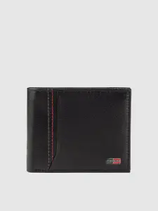 Peter England Men Black Leather Two Fold Wallet