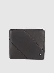 Peter England Men Textured Leather Two Fold Wallet
