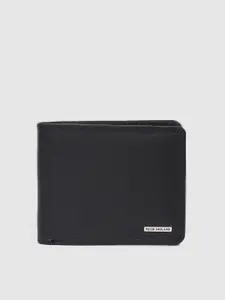 Peter England Men Black Leather Two Fold Wallet