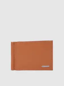 Peter England Men Tan Solid Leather Two Fold Wallet