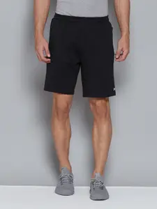 Reebok Men Black Solid Pure Cotton Mid-Rise Training or Gym Sports Shorts