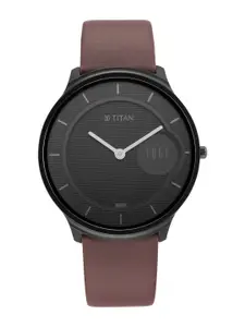 Titan Men Black Dial & Brown Leather Straps Analogue Watch 1843NL01-Black