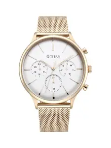 Titan Men Rose Gold Stainless Steel Analogue Watch 90134WM01