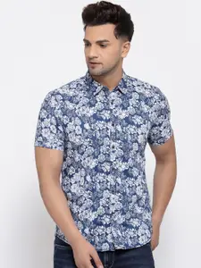 Pepe Jeans Men Blue Floral Printed Casual Shirt