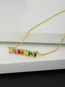 Carlton London Gold & Multi Brass Gold-Plated Necklace